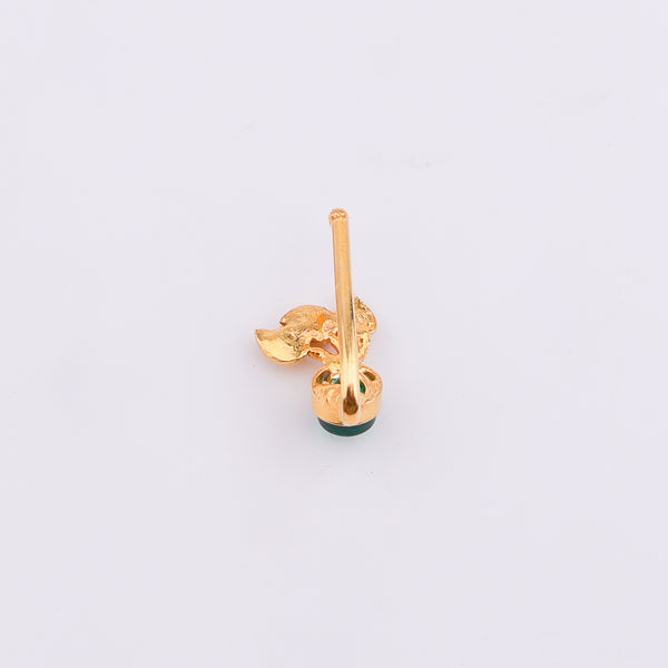 Green Petalfall Clip-On Nose Pin | 22K Gold-Plated (Large)