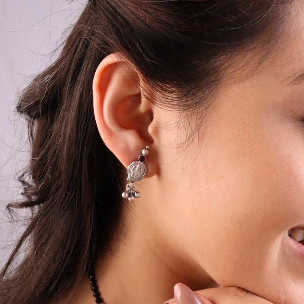 Silver earrings with traditional design