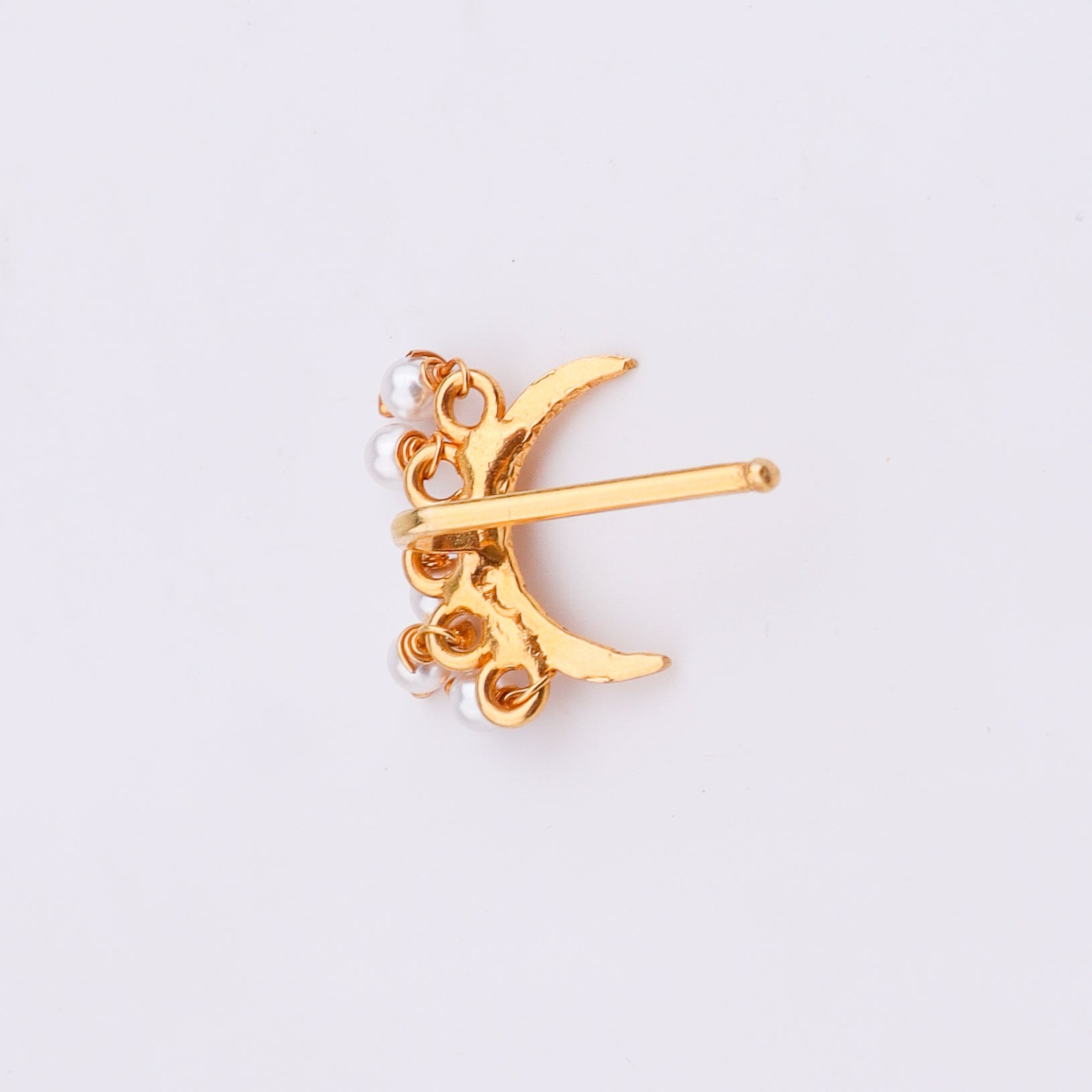 Hammered Chandrakor Clip-On Nose Pin | 22K Gold-Plated (Large)