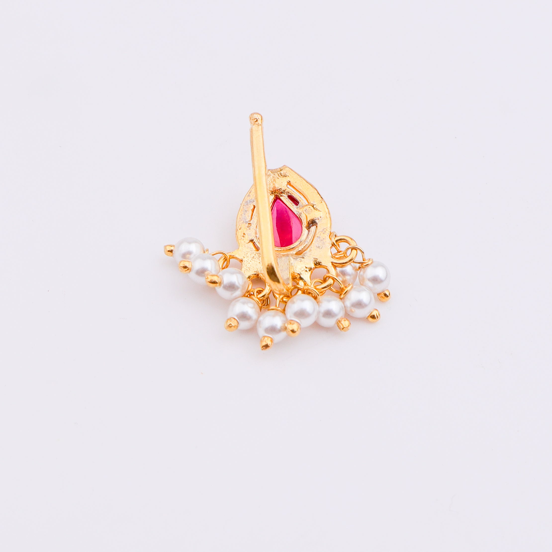 Pink Drop Clip-On Nose Pin | 22K Gold-Plated (Large)