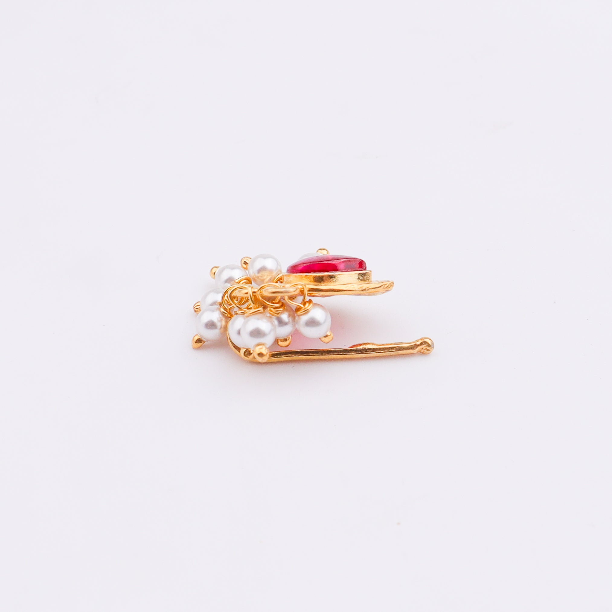 Pink Drop Clip-On Nose Pin | 22K Gold-Plated (Large)