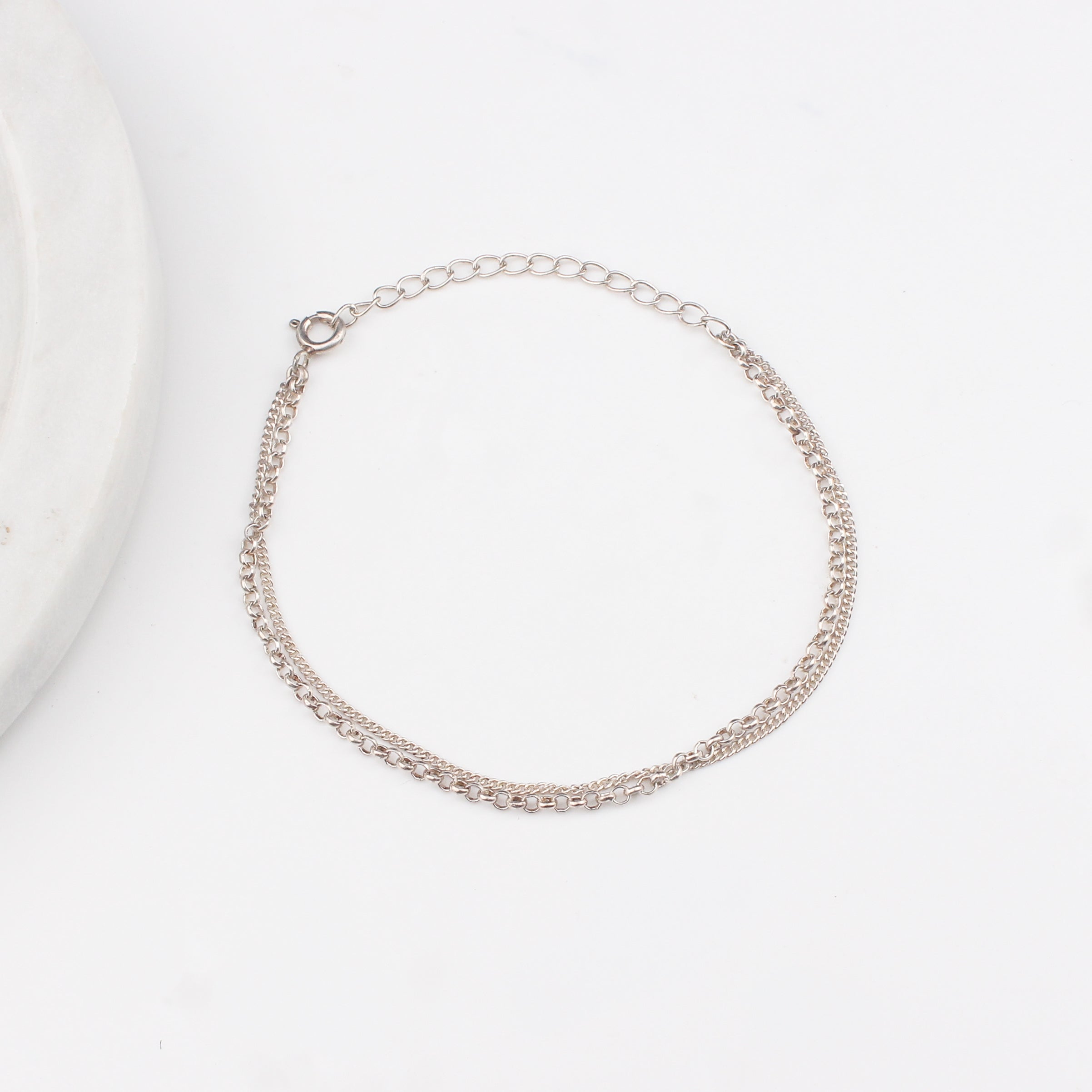 Silver Chain Double Layer Bracelet
