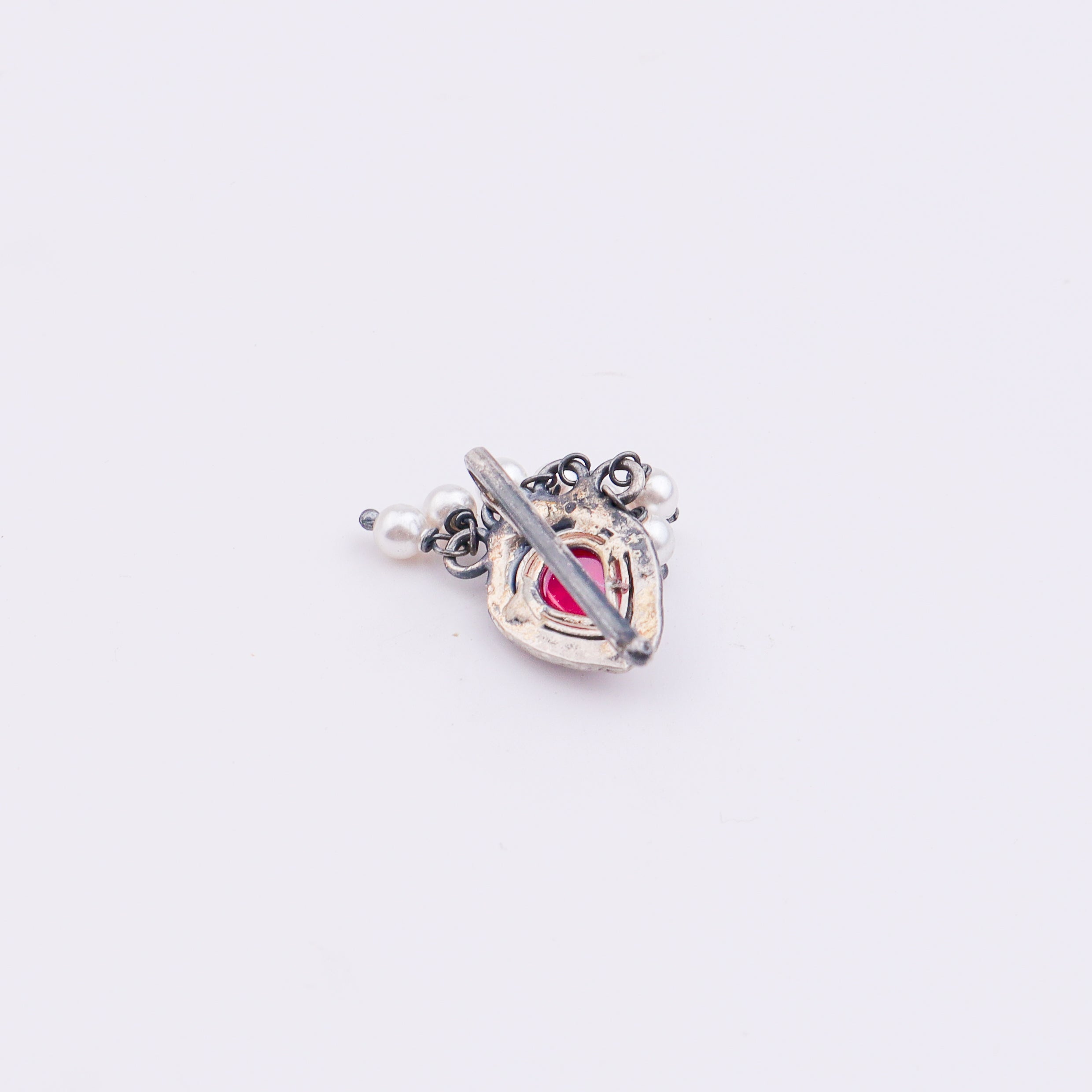 Oxidised Pink Drop Clip-On Nose Pin (Large)