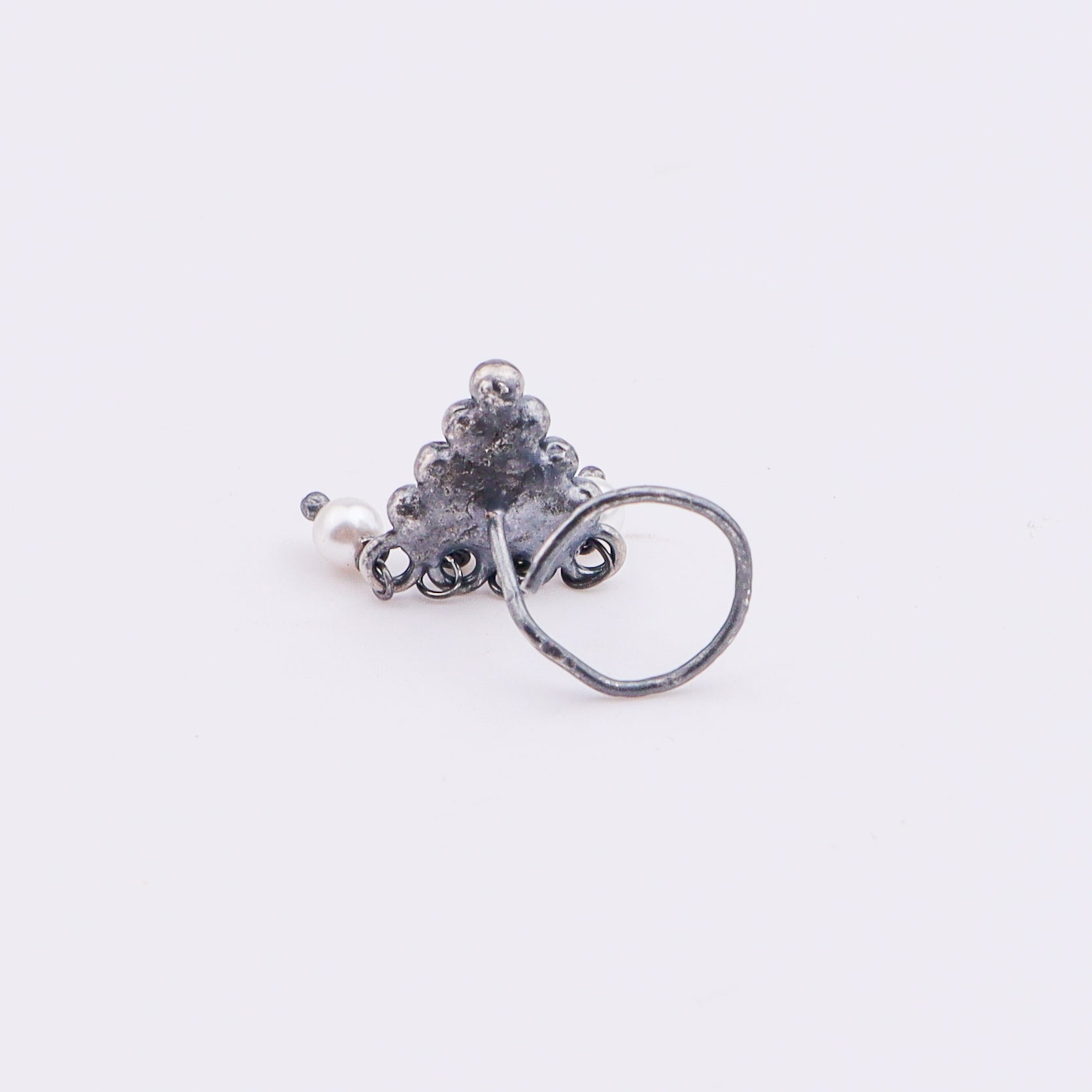 Oxidised Pyramid Pierced Nose Pin (Large)
