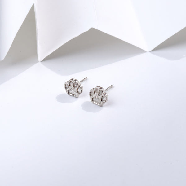 Silver paw stud earrings for pet lovers