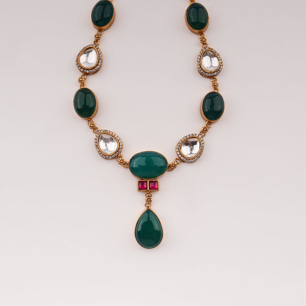 Close-up of 22K Gold Plated Fashion Set showcasing intricate detailing, fine craftsmanship, and rich 22K gold plating