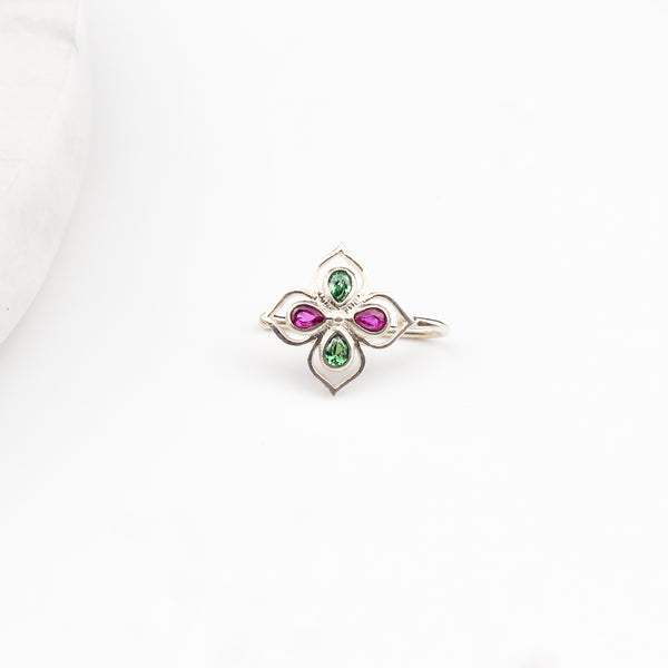 Silver Nakshatra Nose pin (Clip on)