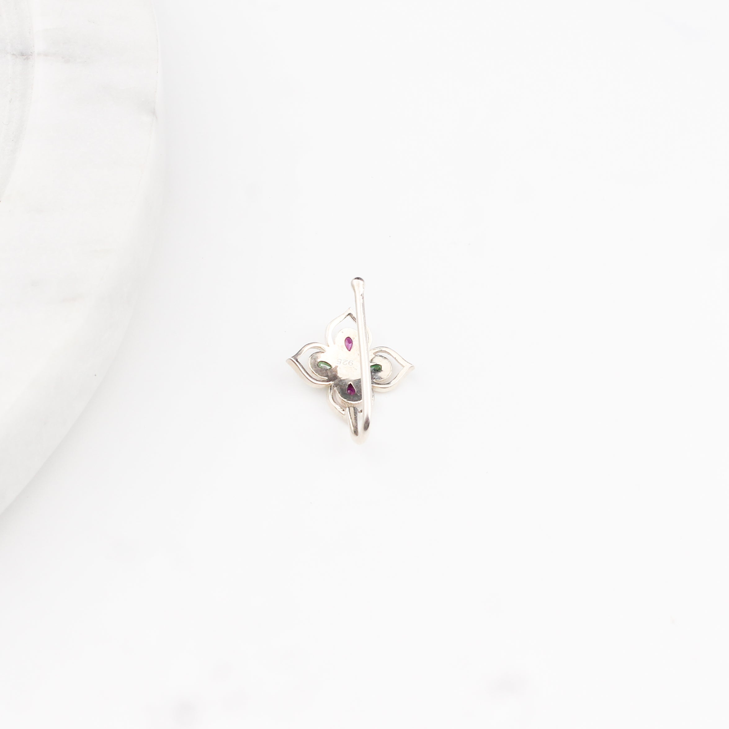 Silver Nakshatra Nose pin (Clip on)