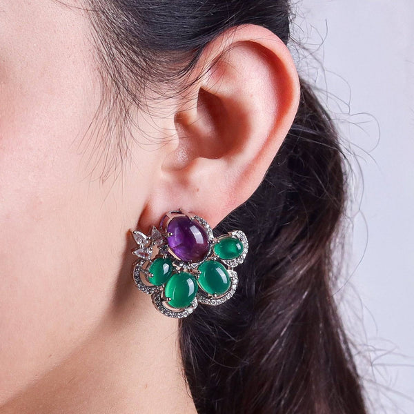 Model wearing fashion earrings for a stylish and contemporary jewelry look