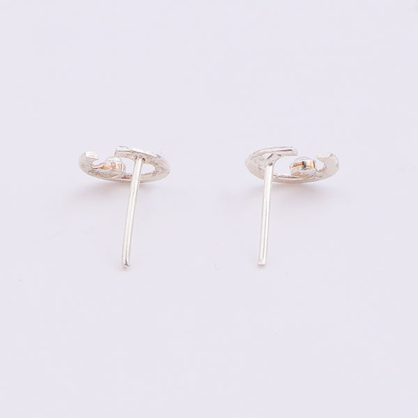 Sliver Semi-Circle and Pearl Earrings