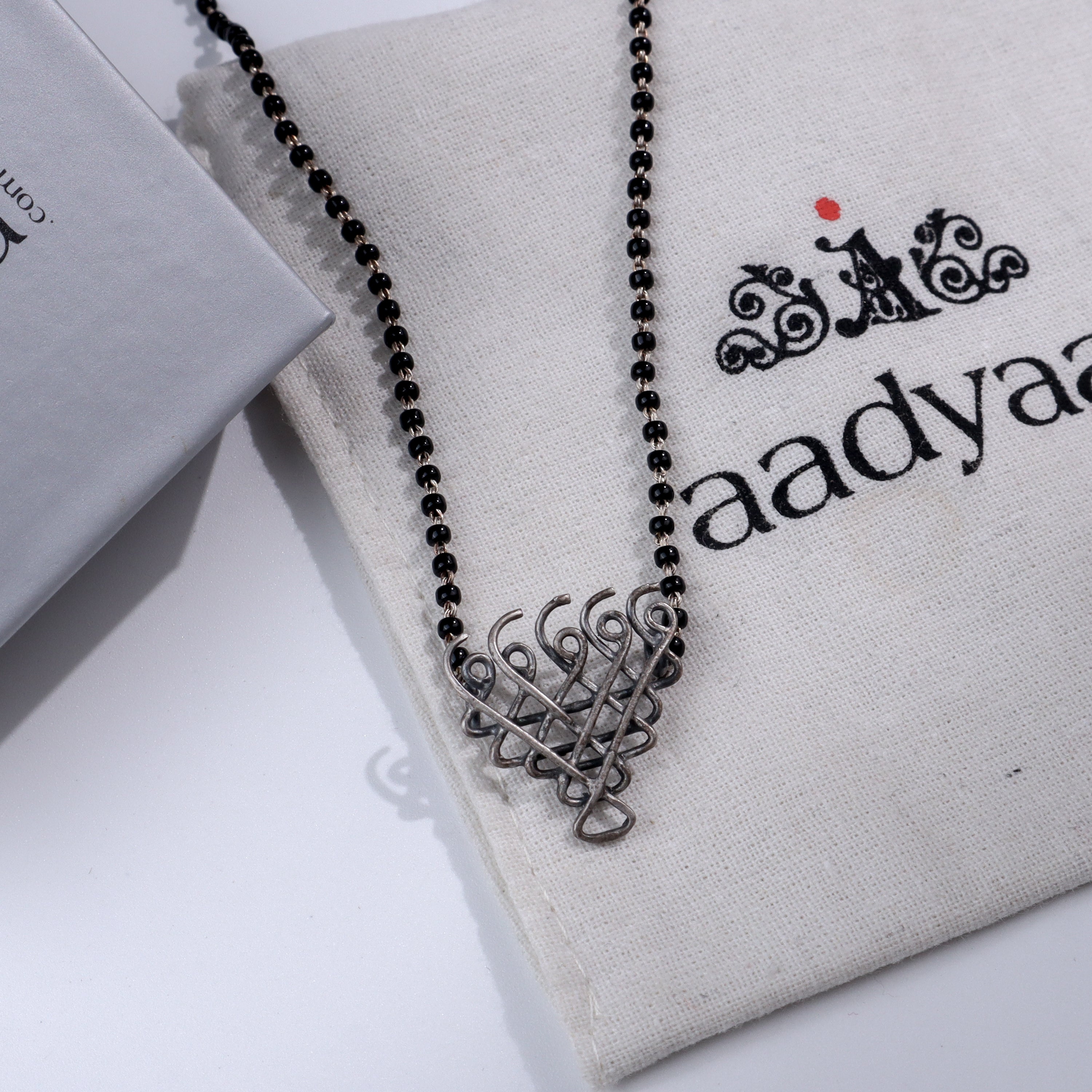 Silver Saraswati Mangalsutra (Small Motif)