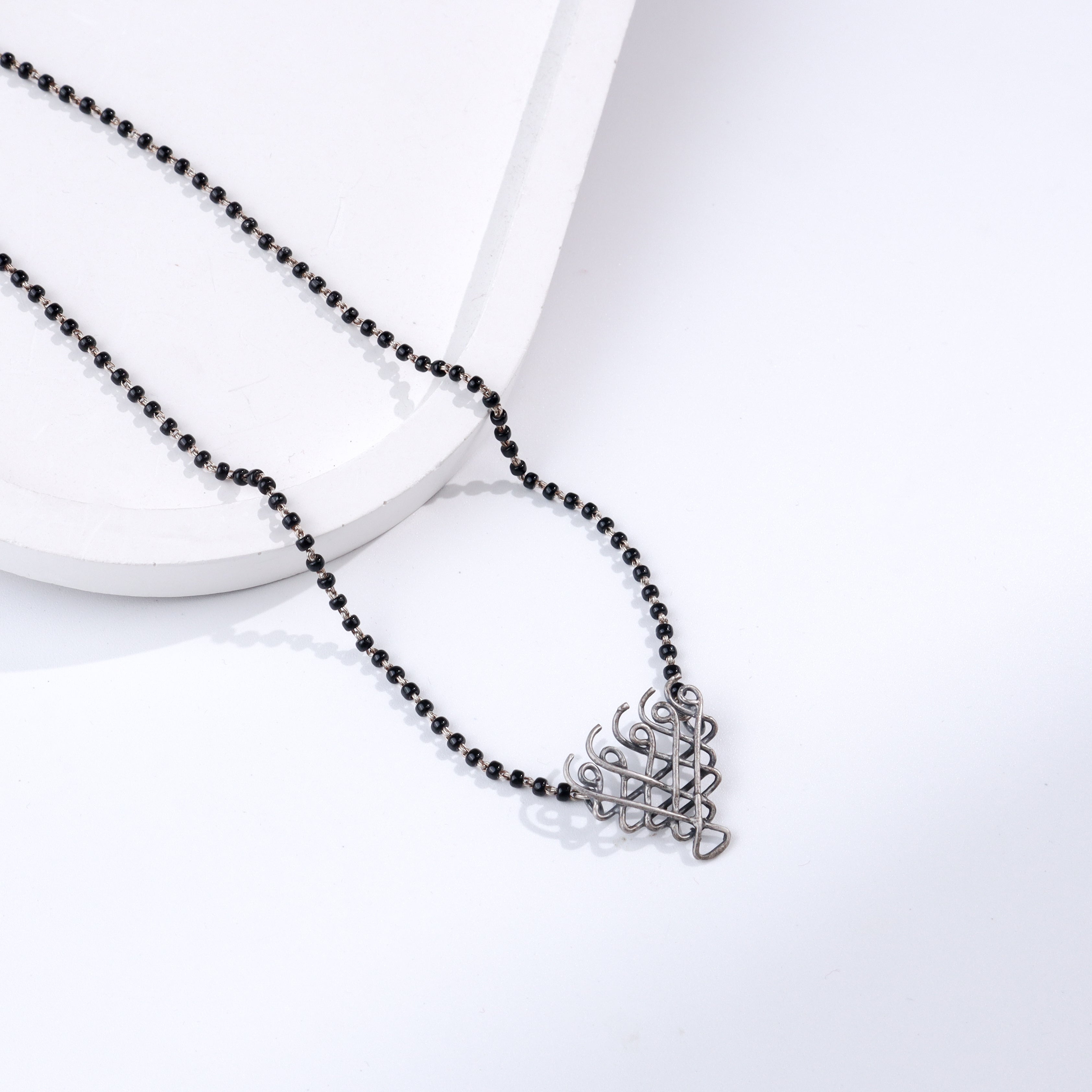 Silver Saraswati Mangalsutra (Small Motif)