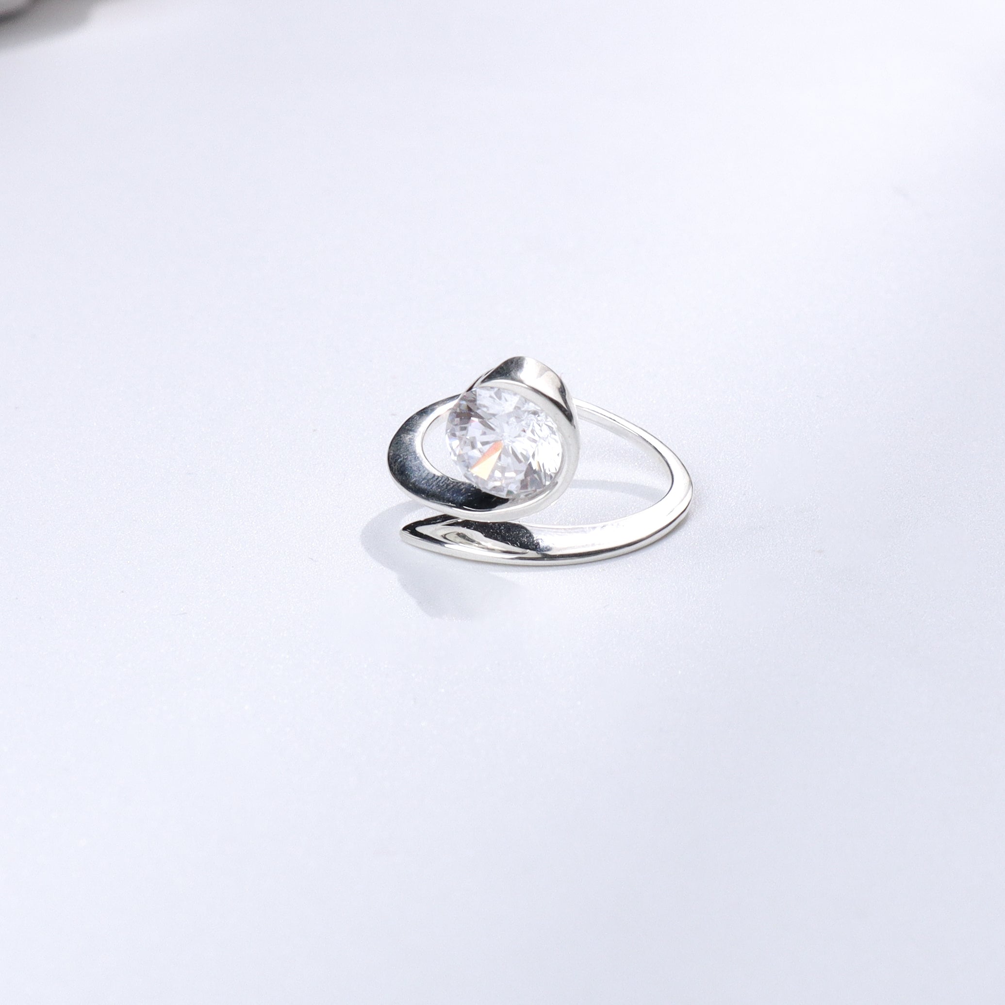 Solitaire Adjustable CZ Ring | 92.5 Sterling Silver