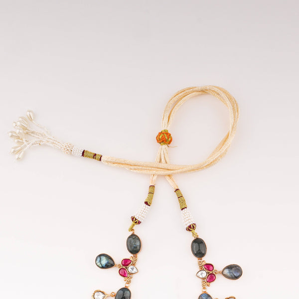 Angled view of the 22K gold-plated fashion set highlighting its coordinated design, elegant structure, and polished gold finish