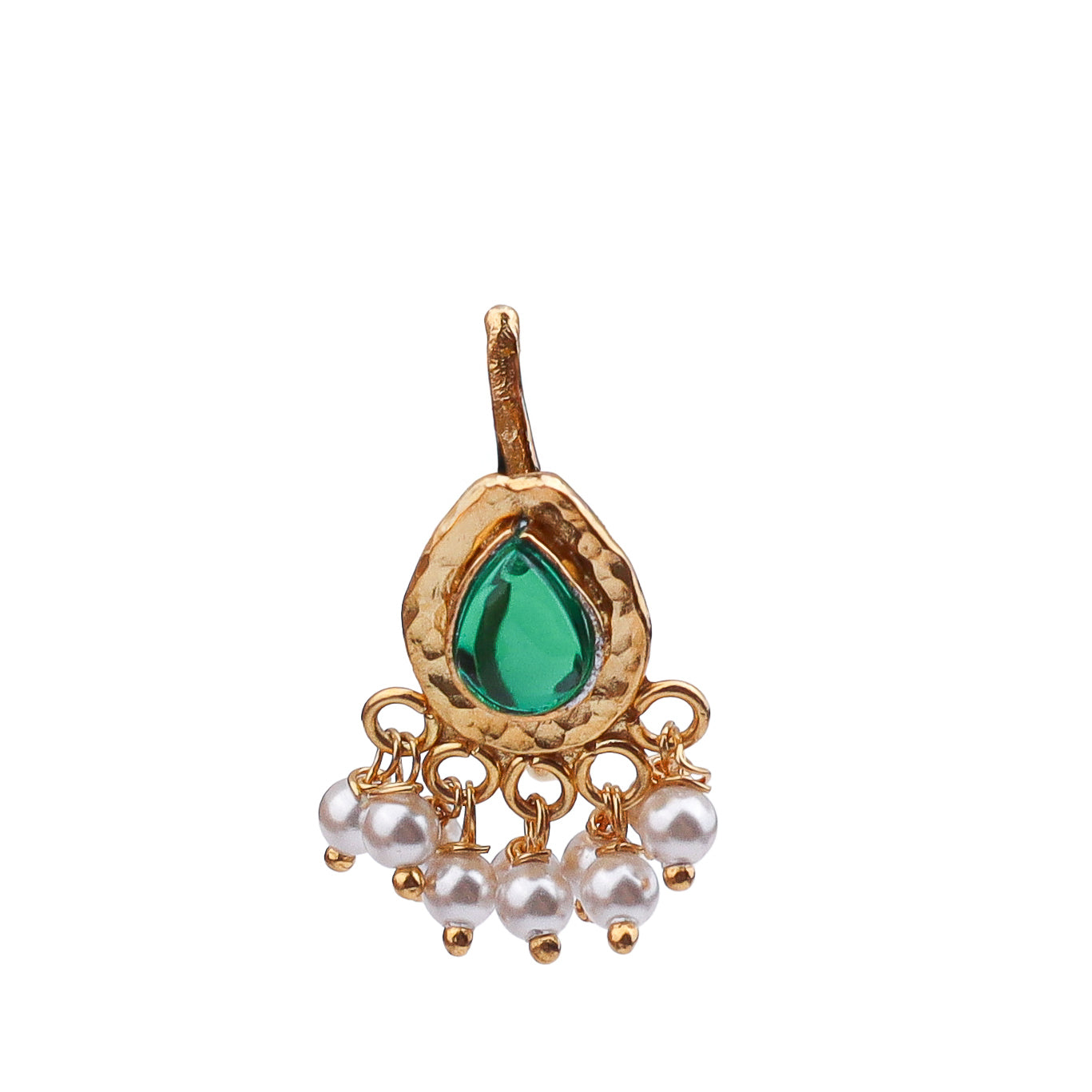Green Drop Clip-On Nose Pin | 22K Gold-Plated (Large)