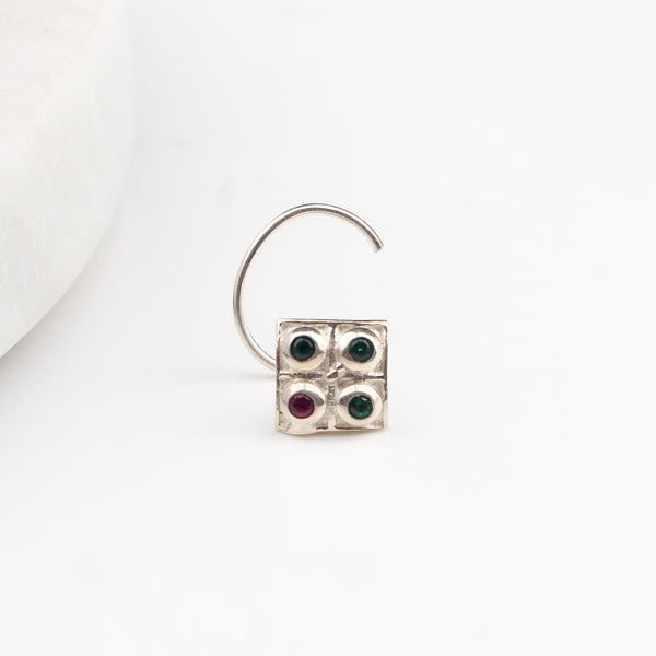 Silver Nakshatra Nose pin (Pierced)