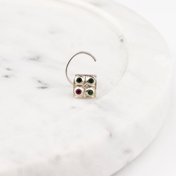 Silver Nakshatra Nose pin (Pierced)
