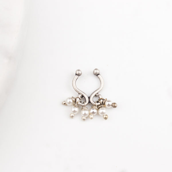 Pearl Latkan Nose-ring/Septum Ring ( Clip On )