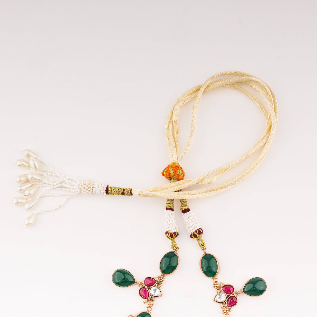 Angled view of 22K gold-plated fashion set highlighting its coordinated design, elegant structure, and polished gold finish