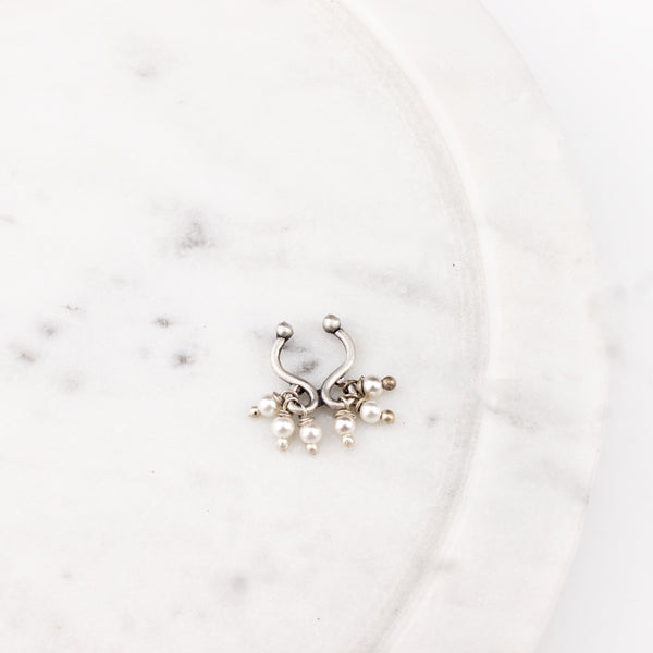 Pearl Latkan Nose-ring/Septum Ring ( Clip On )