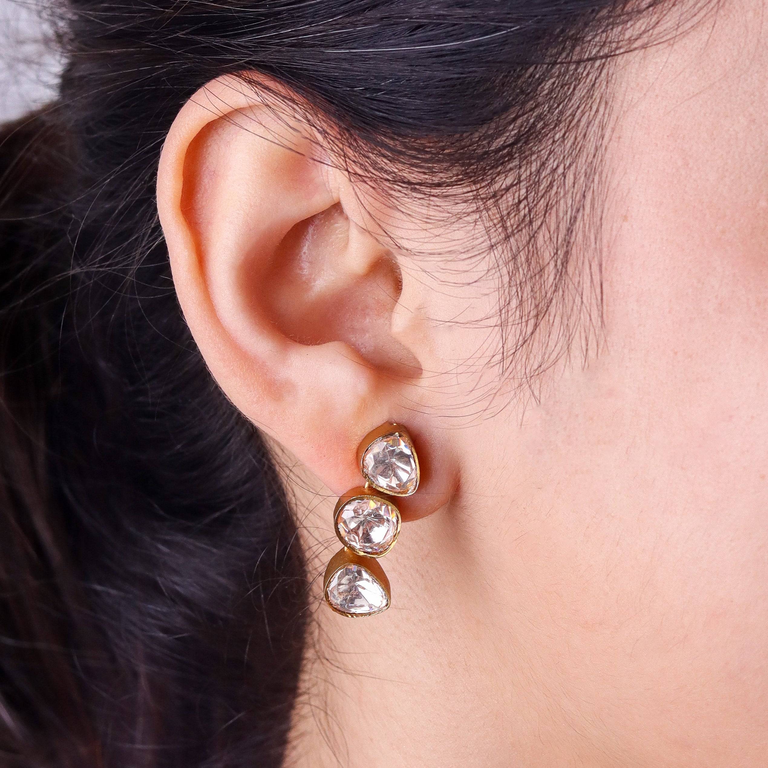 Model wearing 22K gold-plated fashion Set for a sophisticated and elegant jewelry look