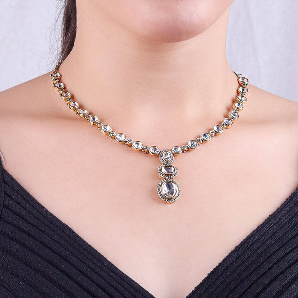 Model wearing 22K gold-plated fashion Set for a sophisticated and elegant jewelry look