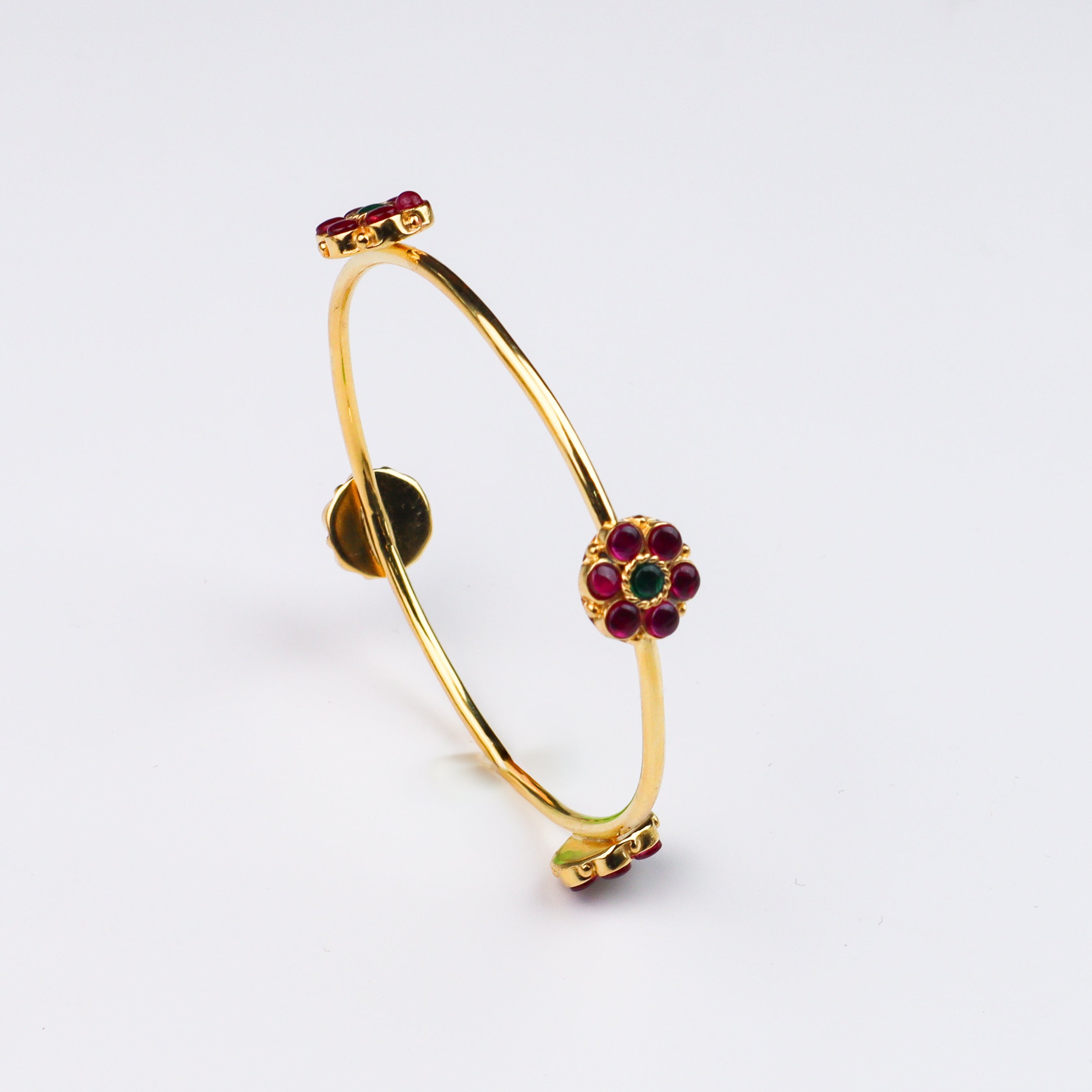 Pink Flower Bangle Gold Plated