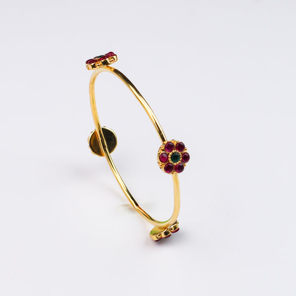 Pink Kudi Bangle | 92.5 Silver | 22 Carat Gold Plated