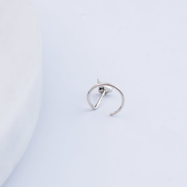 Peepal Leaf Nose pin ( Pierced ) - Silver oxidised