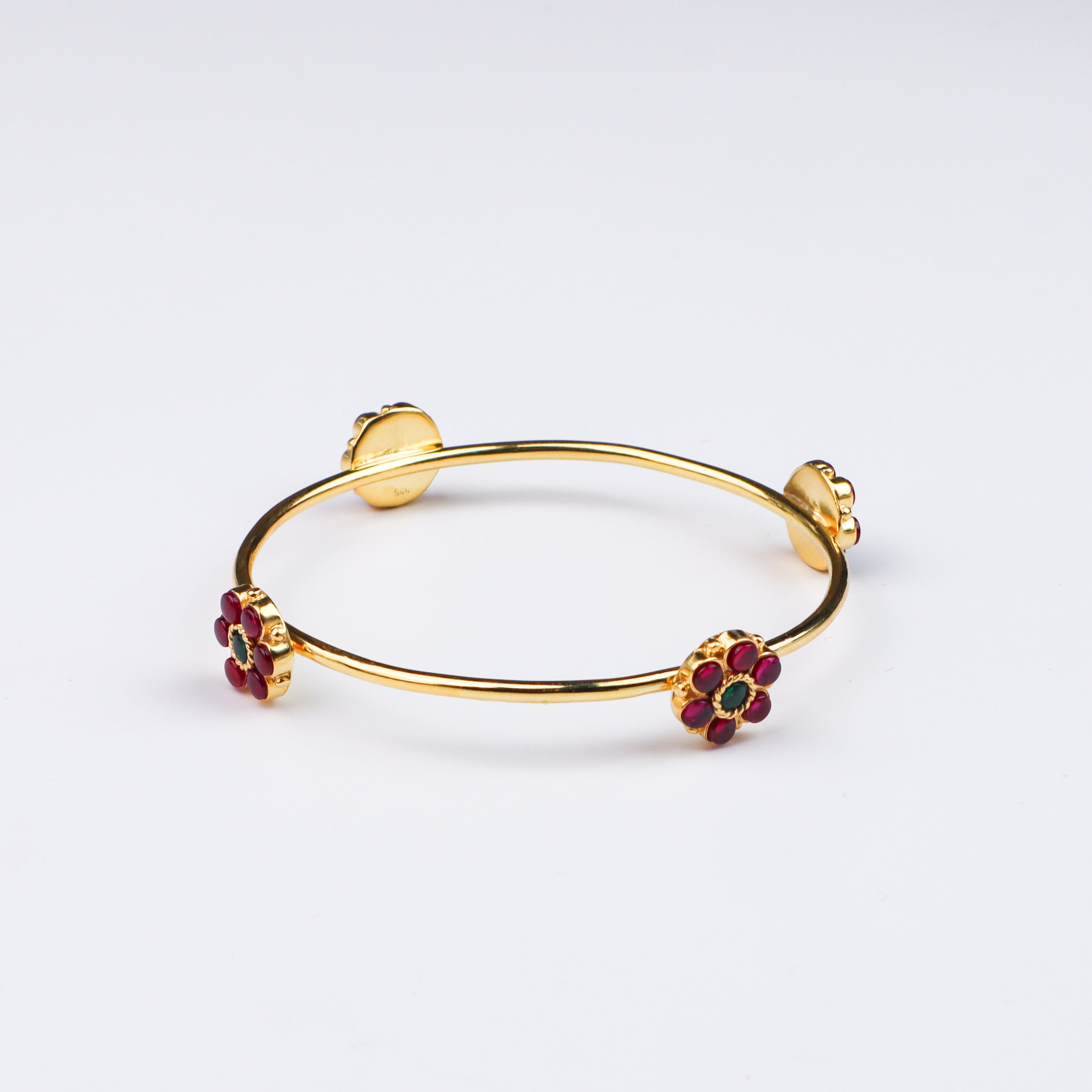 Pink Flower Bangle Gold Plated