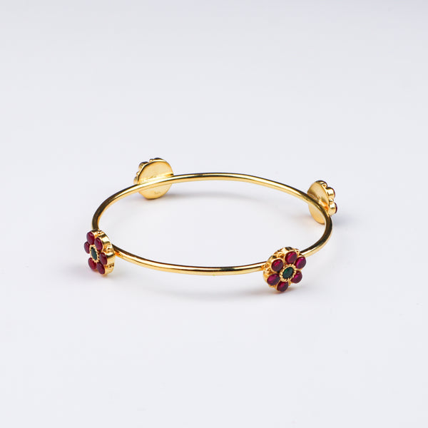 Pink Kudi Bangle | 92.5 Silver | 22 Carat Gold Plated