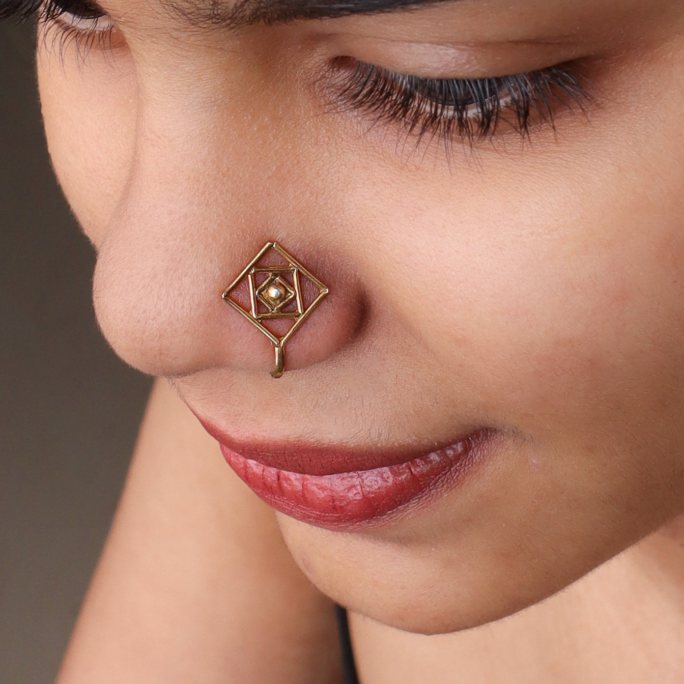 Gold plated Tara nose pin clip-on jewelry