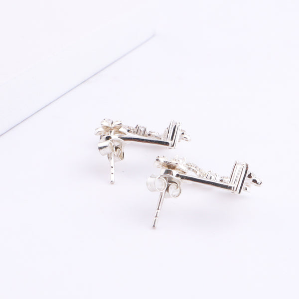 Flower Vine CZ Jacket Earring