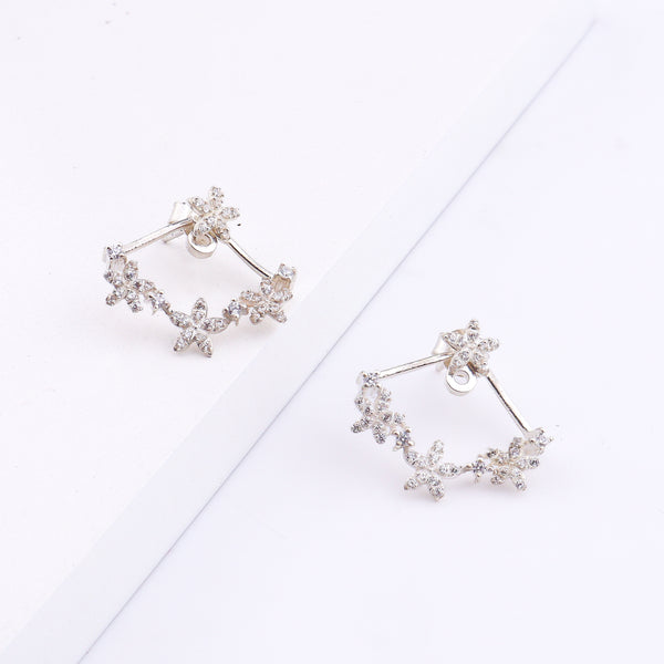 Flower Vine CZ Jacket Earring