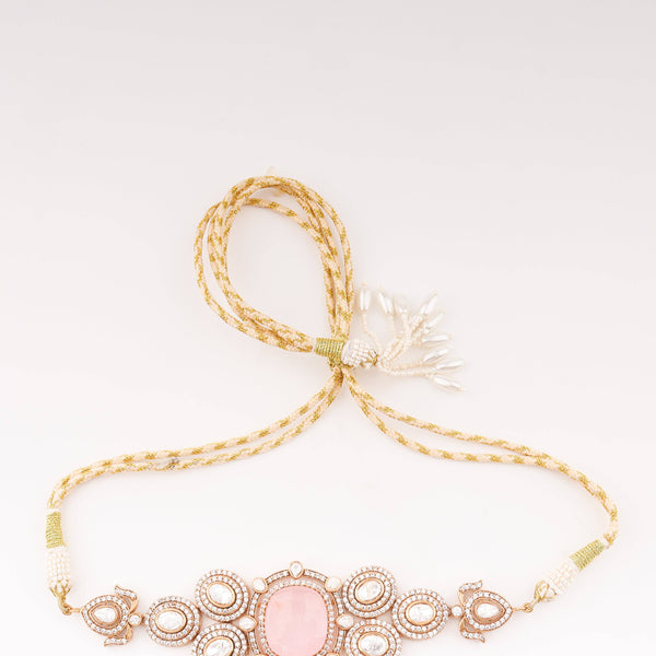 Model styling 22K gold-plated fashion set with an elegant ethnic outfit for a graceful festive jewellery look