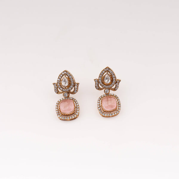 Angled view of 22K gold-plated fashion set highlighting its coordinated design, elegant structure, and polished gold finish