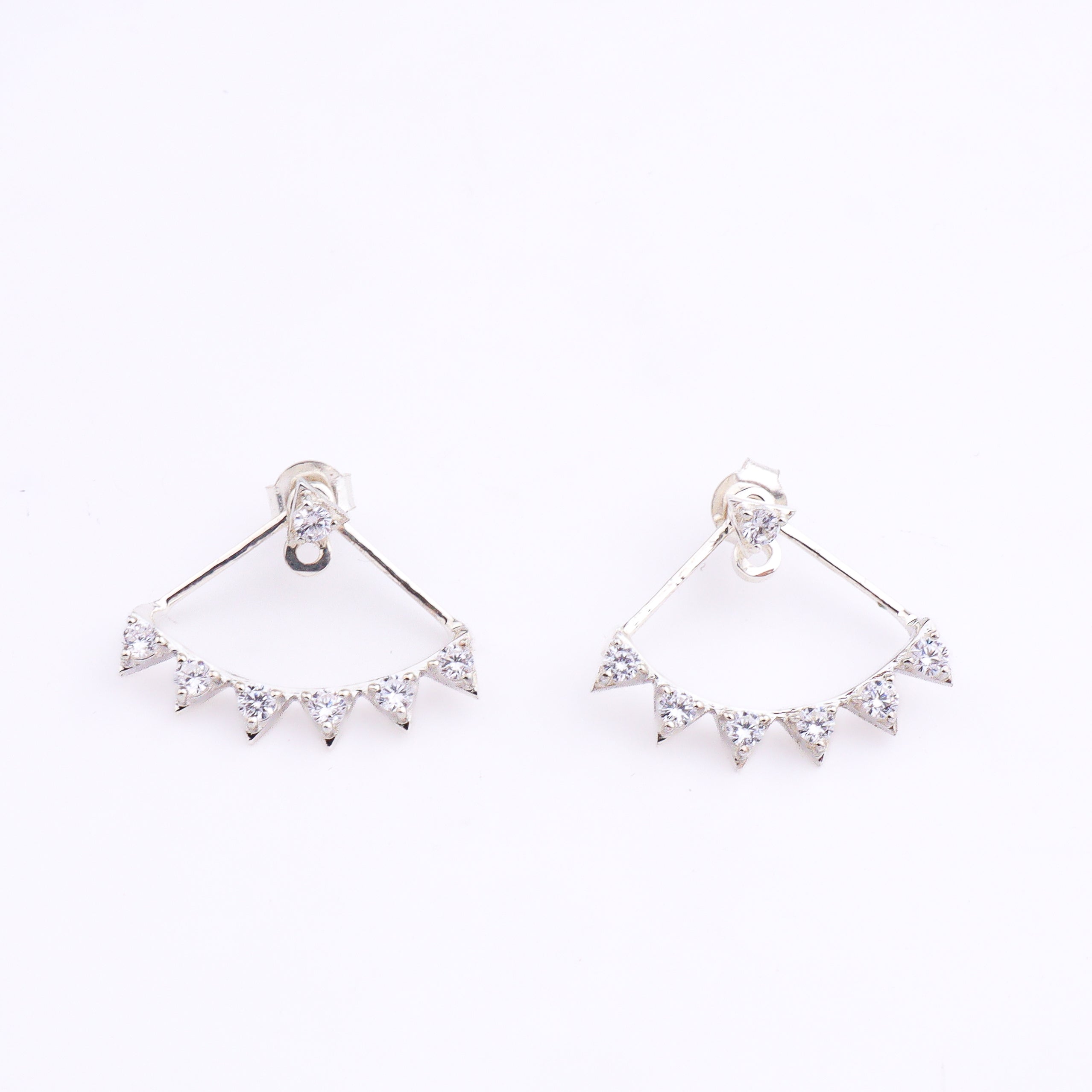Traingle CZ Jacket Earrings