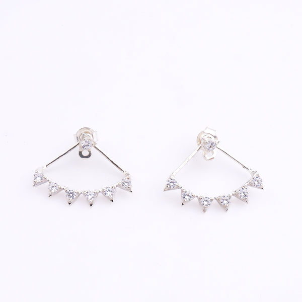 Traingle CZ Jacket Earrings