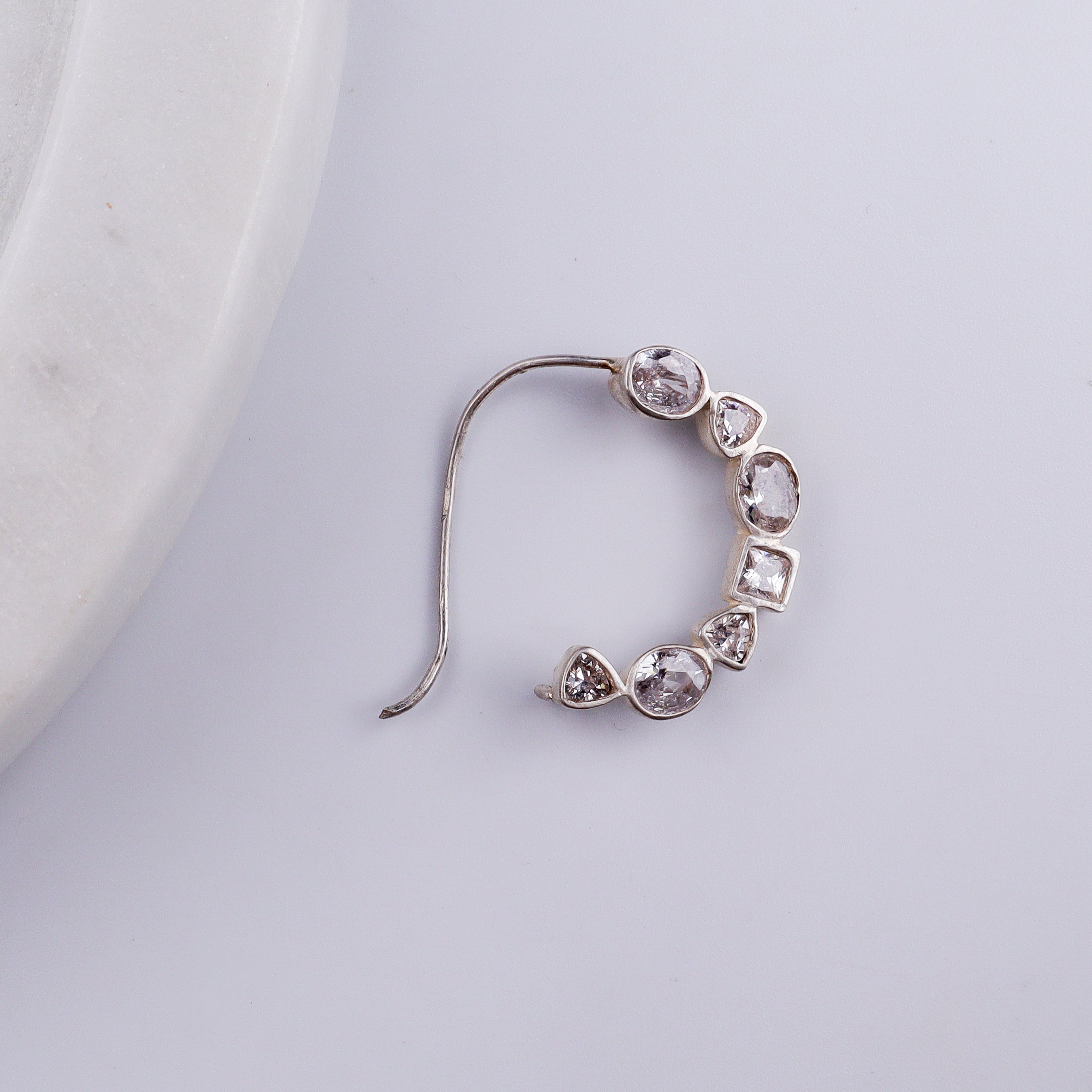 Silver Small Nath Stones | CZ | 92.5 Silver | (Left, Pierced)