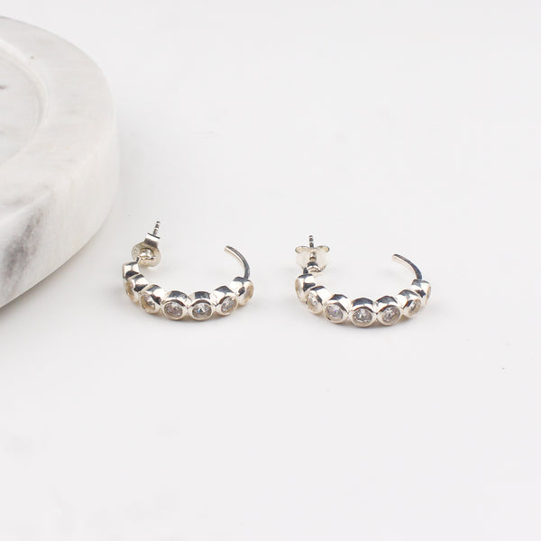 Silver Zircon Hoops | CZ | 92.5 Silver