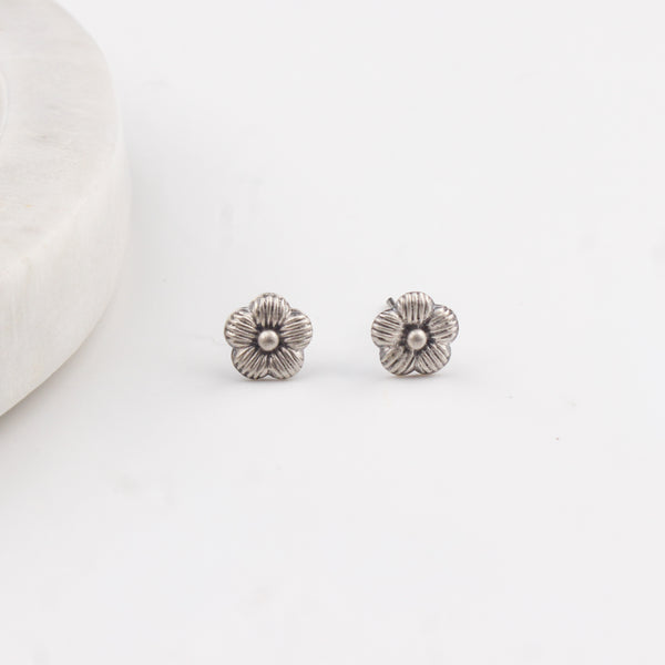 Jaswand Petals Silver Earrings