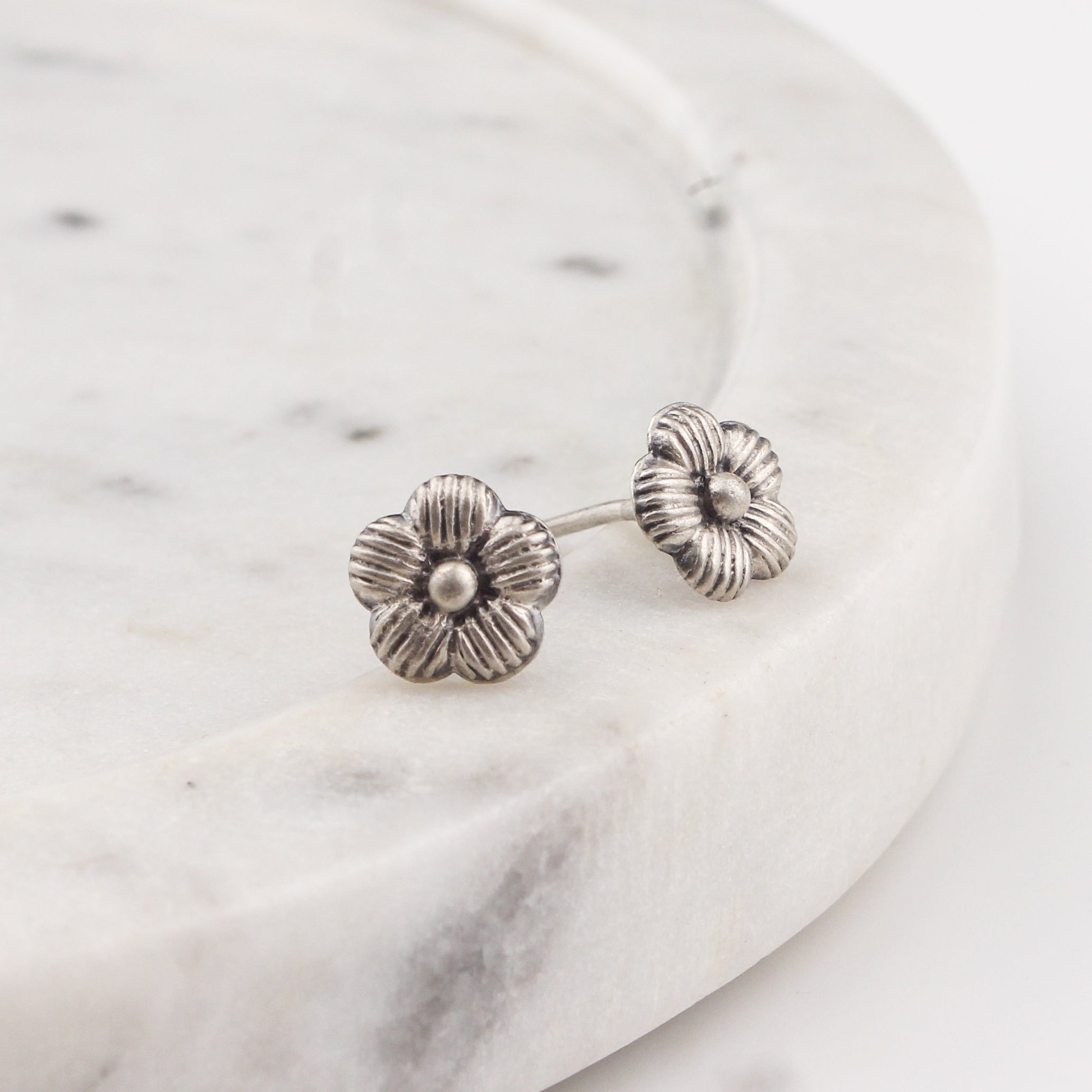 Jaswand Petals Silver Earrings