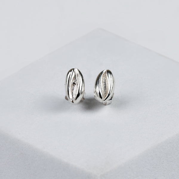Silver Coffee Bean Stud | 92.5 Silver