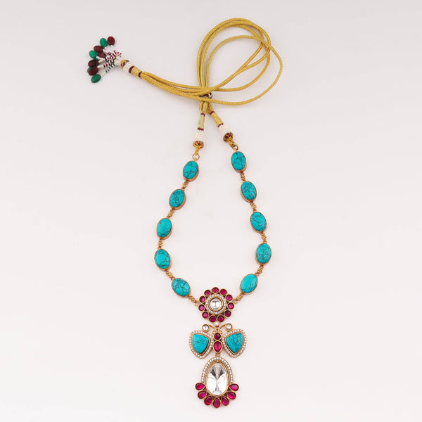 Detailed view of a 22K gold-plated fashion set highlighting intricate motifs, textured detailing, and premium 22K gold-plated finish
