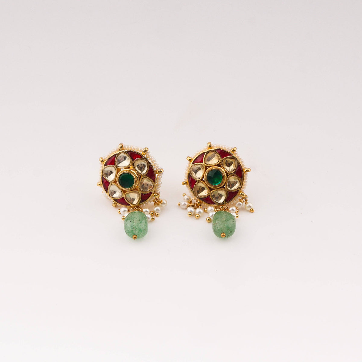 Angled view of 22K gold-plated fashion set highlighting its coordinated design, elegant structure, and polished gold finish