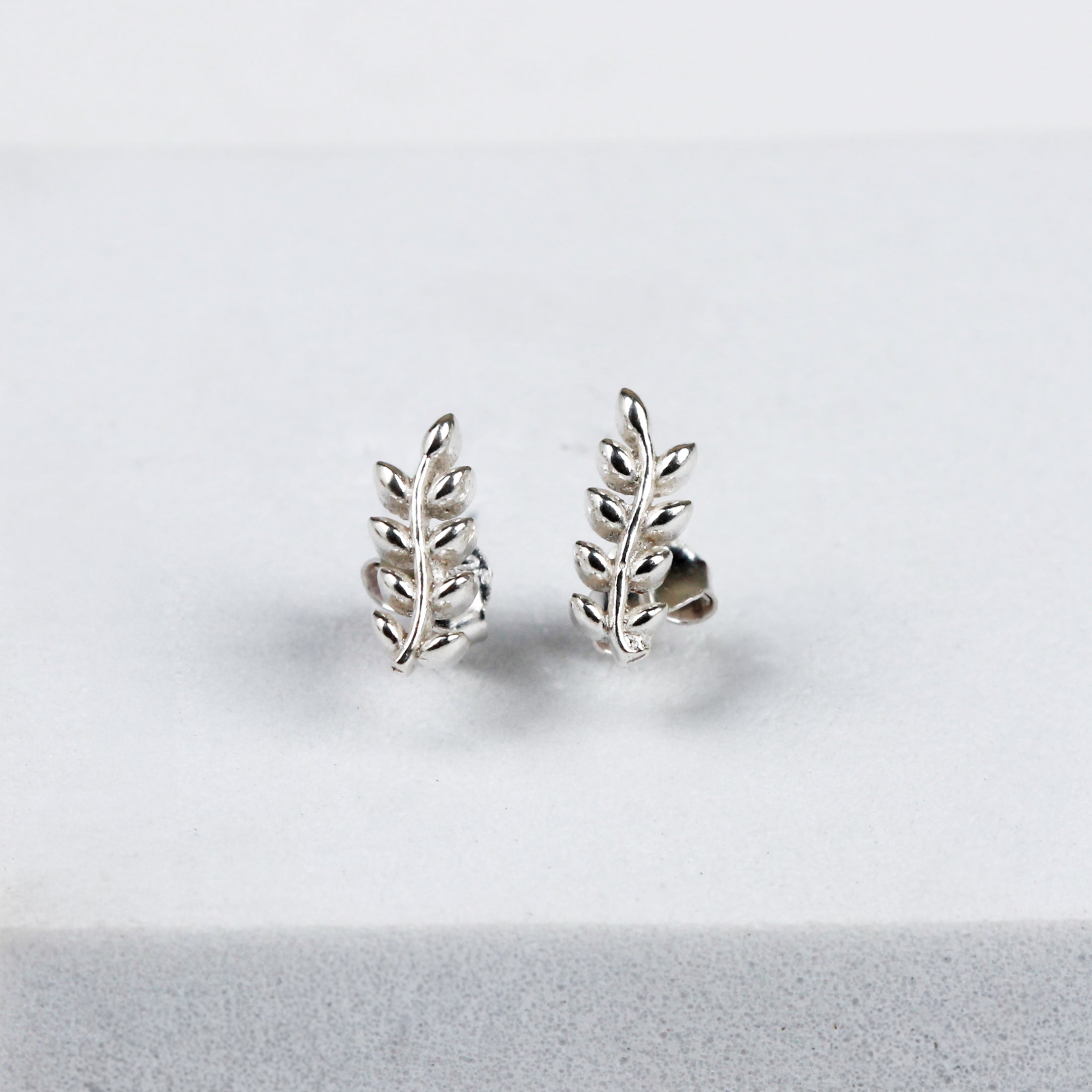 Silver Dainty Leaf Stud