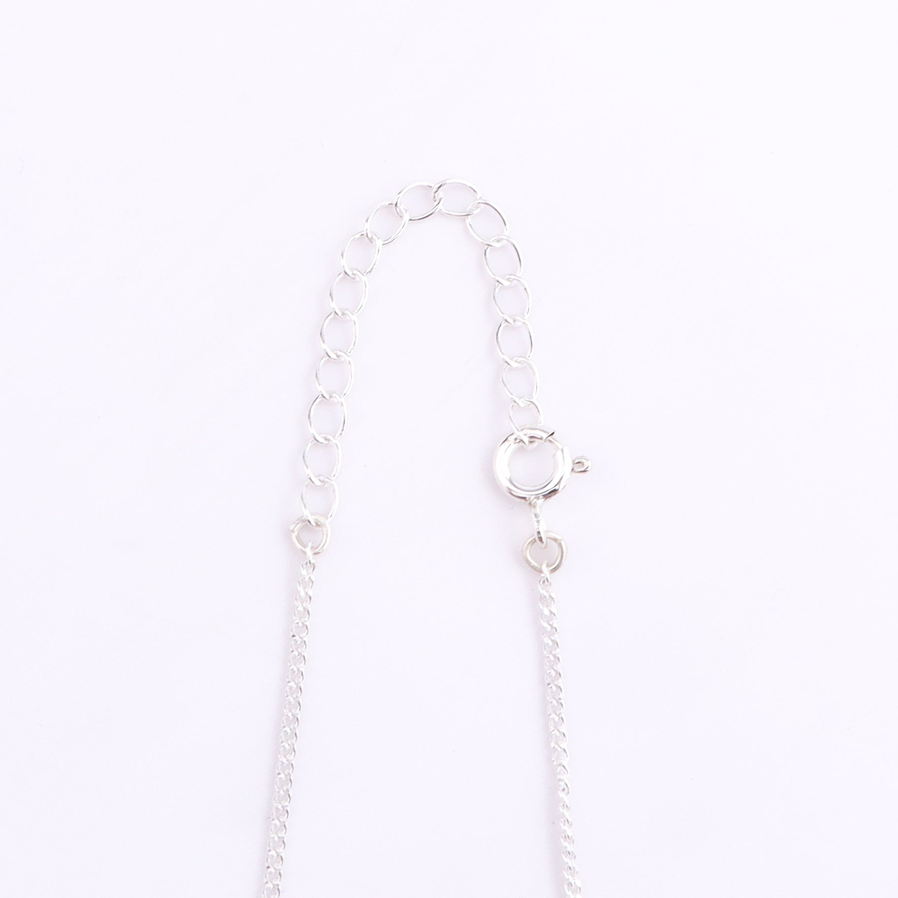 Silver chain with blue jade bead and extension chain