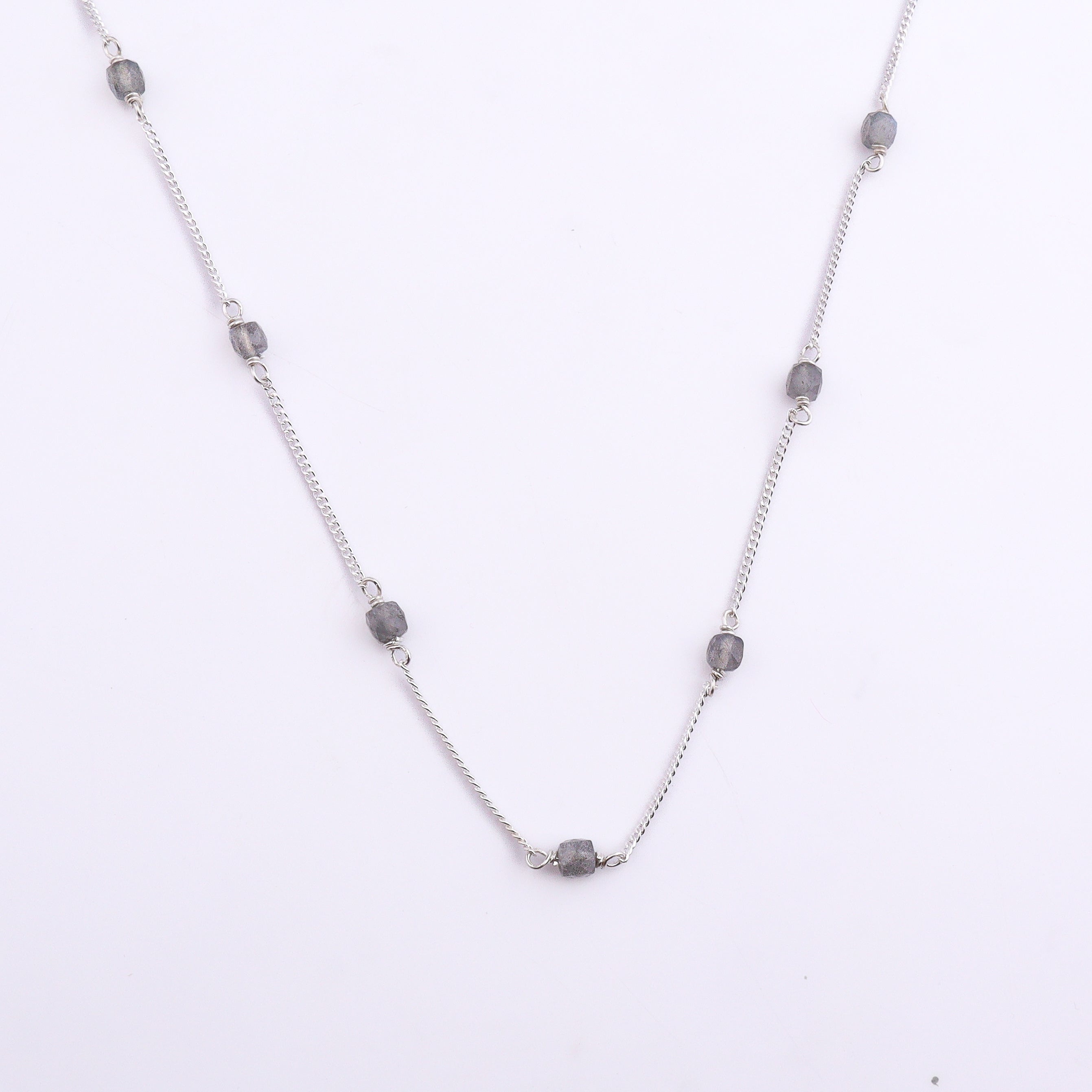 Silver Labradorite Chain with iridescent stones