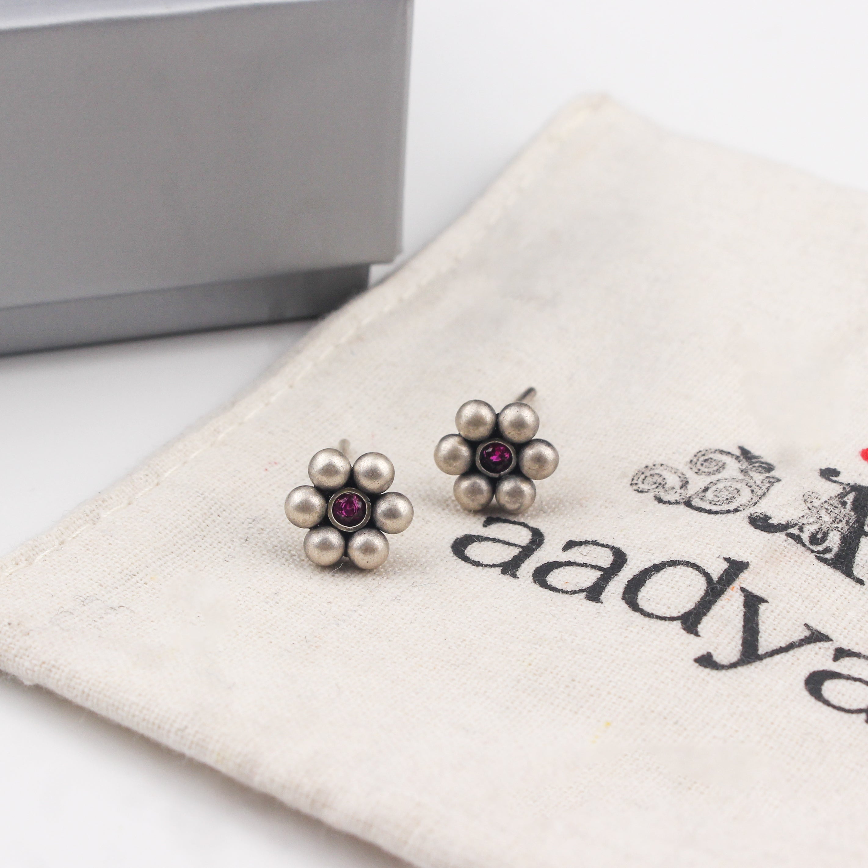 Kudi with pink stone earrings - Small