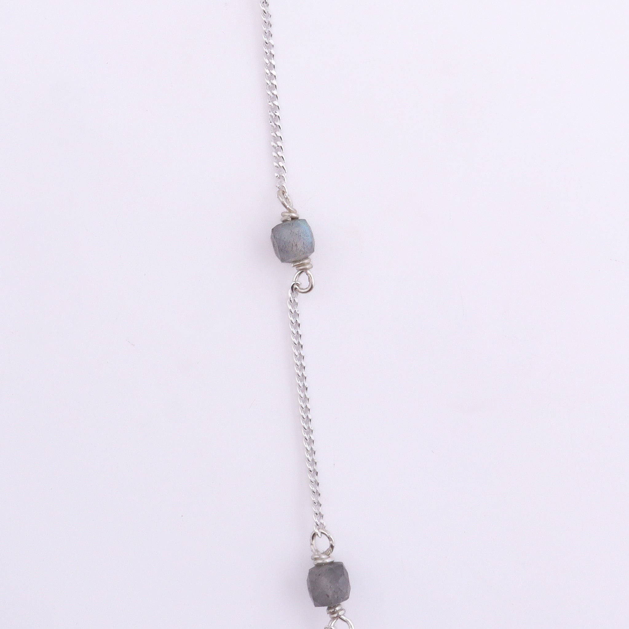 Silver chain with labradorite beads and adjustable clasp